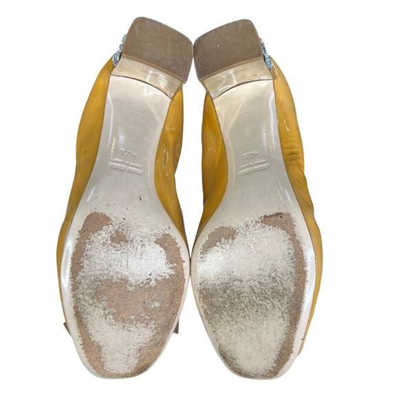 Miu Miu Women’s Beige Patent Leather Bow Crystal Studded Pumps Size 40.5 US 9.5 - Picture 9 of 14